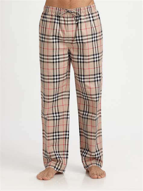 beige checkered pajama bottoms mens burberry|burberry trousers for men.